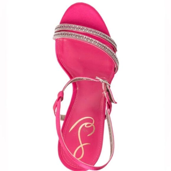 Sam Edelman Daisie Embellished Strappy High Heel Sandals in Fuchsia Satin sz 9.5 - Picture 3 of 14